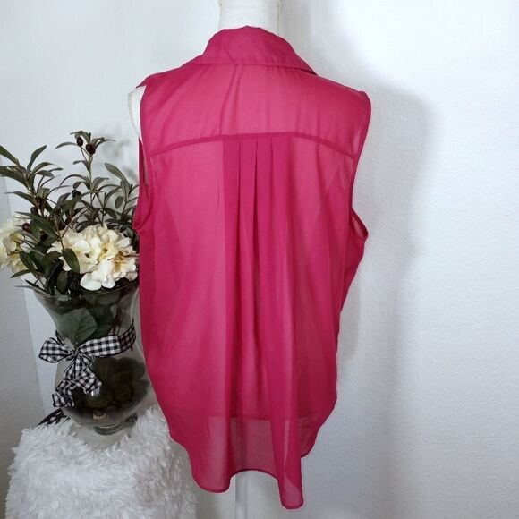 SPEECHLESS SHEER FUCHSIA WRAP BLOUSE SZ.XL - Picture 4 of 7